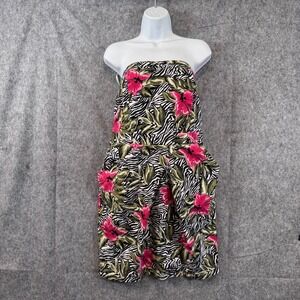 Torrid Zebra‎ Animal Print Floral Strapless Dress Womens Plus Size 16 Resortwear